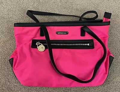 Michael Kors Bright Pink Black Trim Tote With Gold Hardware NWOT 14 X 9.5 X 5 • $26