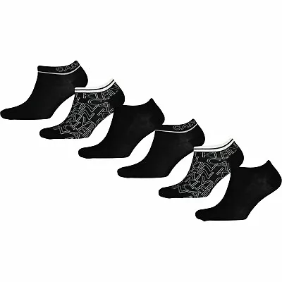 CALVIN KLEIN Womens 6-pk Cotton Rich Trainer Socks Black/Logo Pattern UK 4-7 • £14