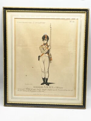 £59.99 • Buy Antique Framed Coloured Print Thomas Rowlandson - Westminster Lt Infantry Order
