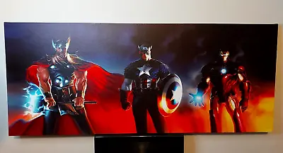 Marvel Iron Man Captain America Thor Large Mounted Canvas Size 120cm X 50cm • £19.99