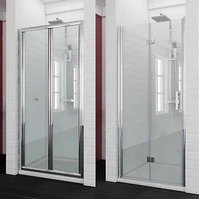 700/760/800/900/1000 Bifold Shower Door Enclosure Bathroom Safety Glass Screen • £106.99