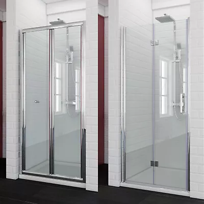 700/760/800/900/1000 Bifold Shower Door Enclosure Bathroom Safety Glass Screen • £106.99