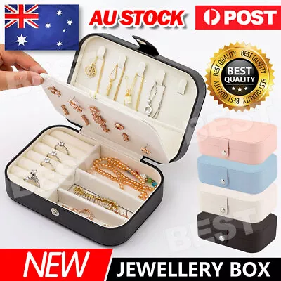 Portable Travel Jewellery Box Organizer Leather Ornaments Jewelry Case StorageAU • $12.85