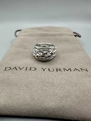 David Yurman Crossover Buckle Sterling Silver Ring With 18K Gold Size 7 • $270