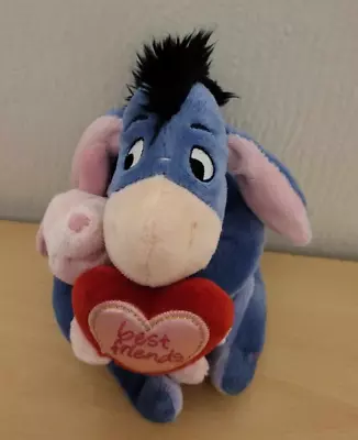 Disney Winnie The Pooh Plush Eeyore Toy Holding Piglet & Heart Best Friends • £8.99