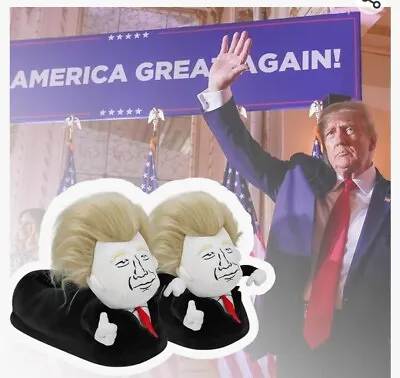 Donald Trump Unisex Plush Indoor Novelty Slippers ~ One Size Fits All ~ Buy Now • $49.95