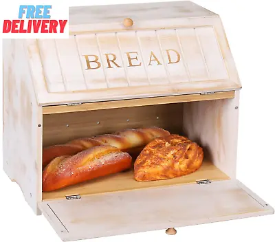 Vintage Double Layer Large Bread Box For Kitchen Counter Retro Design Vintage W • $86.36