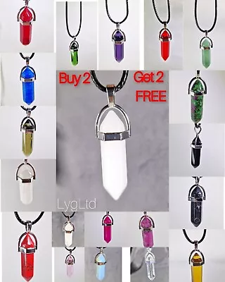 £3.49 • Buy Natural Quartz Chakra Crystal Healing Point Cut Gemstone Pendant Reiki Necklace