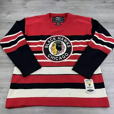 Vintage Chicago Blackhawks Reebok Roger Edwards Jersey Red Heritage Sweater NHL • $75