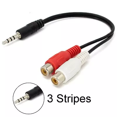 3.5mm Male Mini Stereo Jack To 2 Female RCA Twin Phono Cable Lead PC TV Aux Wire • £3.29