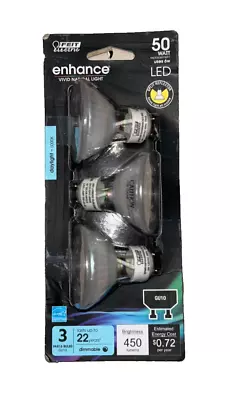 Feit Electric 50W MR16 LED Light Bulbs Bi-Pin GU10 Dimmable (3-Pack) Daylight • $11.95