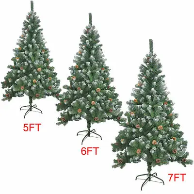 £19.95 • Buy 5/6/7ft Large Artificial Christmas Tree Snow & Cones Realistic Xmas Decoration
