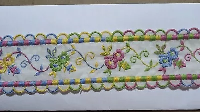7 Yards Embroidered Trim Lace Or Edging 2-1/8  Wide Pretty • $22