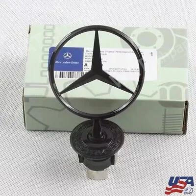 Front Hood Ornament Mounted Star Badge Glossy Black For Mercedes W204 W211 W212 • $19.99