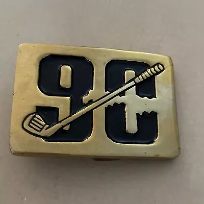 Vintage Solid Brass Belt Buckle Golf Club 90 Taiwan ROC 4224 Golfer Gift Sports • $22.99