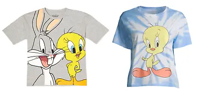 Warner Bros Looney Tunes Juniors Bugs Bunny/Tweety Bird Graphic Cropped T-Shirt • $8.63