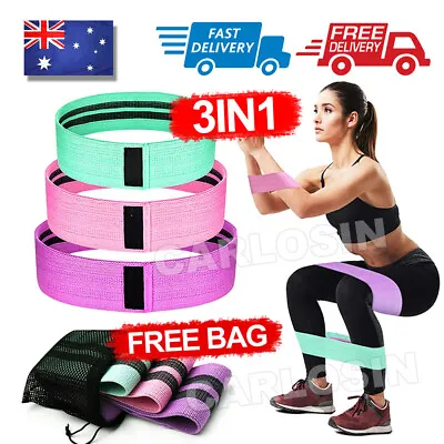 $11.95 • Buy Resistance Booty Bands Set-3 Hip Circle Loop Bands Workout Exercise Guide & Bag