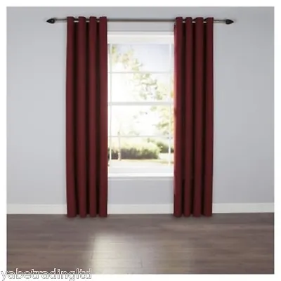 £24.99 • Buy Red Plain Textured Lined Eyelet Curtains 64  X 72  Bedroom Lounge New Drapes 