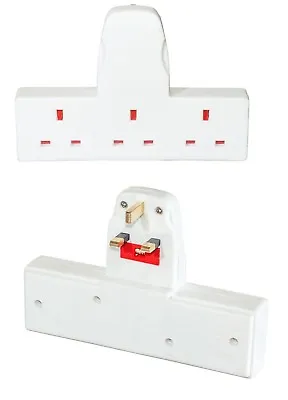 Mains 3 Way Multi Socket Adaptor No Wires Extension Wall Block Plug 240v 13a • £6.25