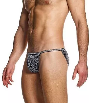 MODUS VIVENDI Crackled Tanga Briefs Fashion Lurex Gray Metallic Yarns 25312 • $24.11