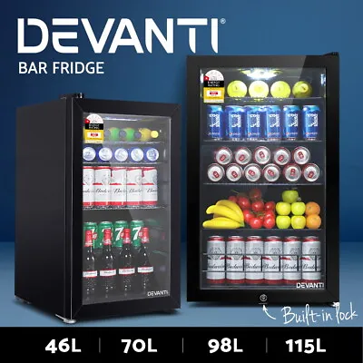 $347.95 • Buy Devanti Bar Fridge Glass Door Mini Counter Top Freezer Fridges Bottle Cooler
