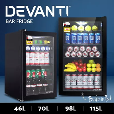 $249.95 • Buy Devanti Bar Fridge Glass Door Mini Counter Top Freezer Fridges Bottle Cooler