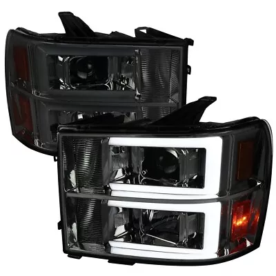 For 07-13 GMC Sierra Smoked Projector Headlights W/Dual C White LED DRL • $242