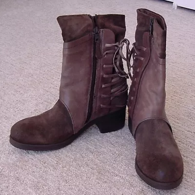 MIZ MOOZ  Sakinah  Suede & Leather Ankle Boot Side Zip Back Lacing 10-10.5/41 • $75