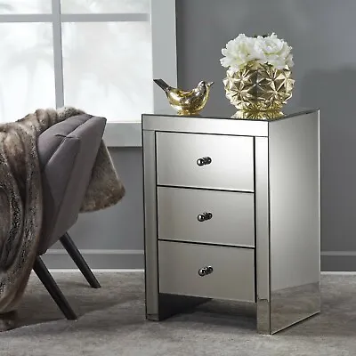 Fiona Classic Mirror Finished 3 Drawer Side Table • $260.26