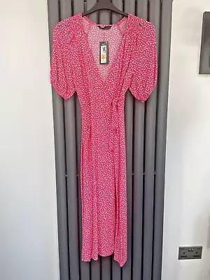 Bnwot New Marks & Spencer Pink Love Heart Wrap Over Cute Summer Dress Size 8 Reg • £22.99