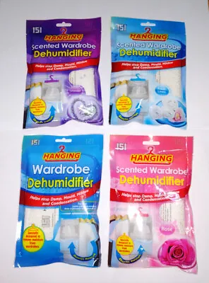 Wardrobe Fragrance Dehumidifier Bags Hanging Clothes Rail Drawer Moisture Damp R • £5.55