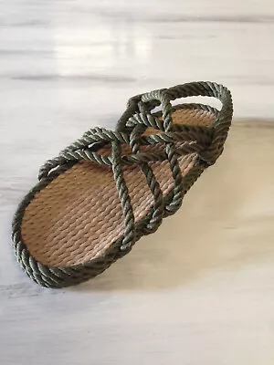 Rope Sandals Women's Size 8 Medium Width Olive Green Vegan • $29