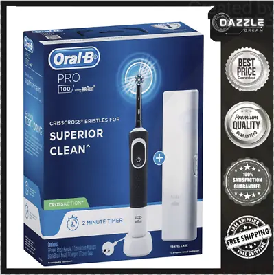 $46.48 • Buy Oral-B PRO 100 CROSSACTION Rechargeable Electric Toothbrush Midnight Black NEW