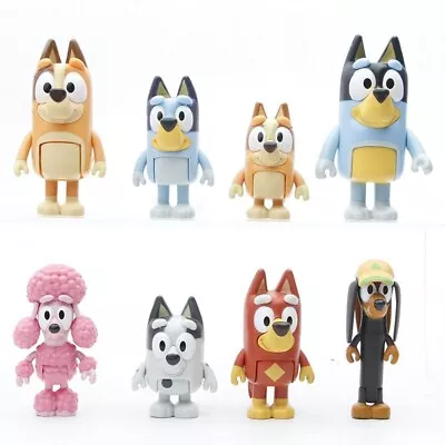 Kids Gift 8 PACK Bluey & Family Toys FIGURINE SET Inc BANDIT BINGO BLUEY CHILLI • $28.99