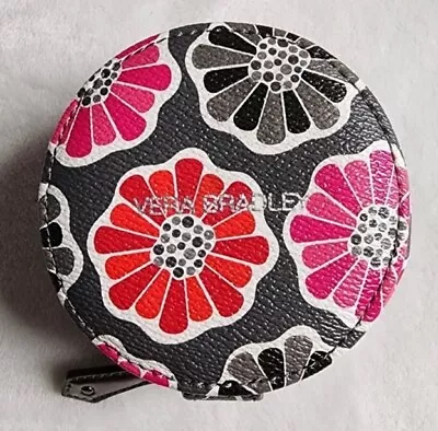 Vera Bradley Jewelry Travel Case Box Round Gray With Flowers NWOT • $17.99