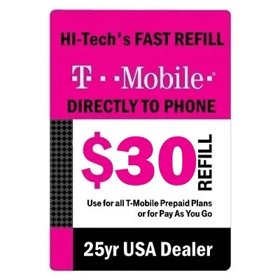 $30 T-MOBILE PREPAID FASTEST DIRECT ONLINE REFILL 25yr USA TRUSTED DEALER • $34.75