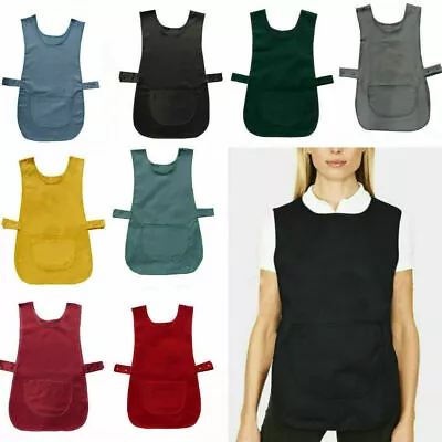 £5.85 • Buy Ladies Women Tabard Apron Overall Kitchen Catering Cleaning Bar Plus Size Pocket