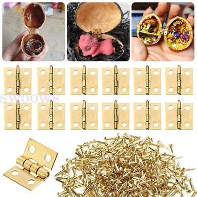 50/100pcs Small Mini Decorative Jewelry Cigar Box Hinges Brushed Brass+Nails • $5.42