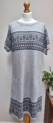 £14.99 • Buy Marks And Spencer Fairisle Knit Jumper Dress Short Sleeve Lambswool Angora Sz 18