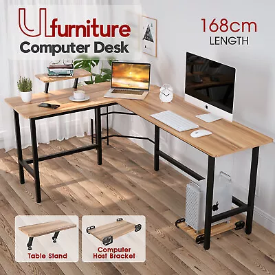 $154.90 • Buy L-Shape Computer Desk Corner Table Home Office Student Study Shelf Workstation
