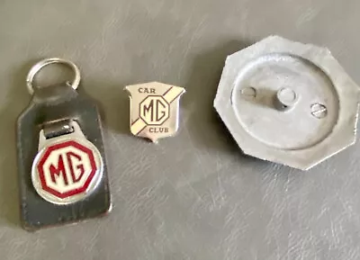 Rare 1970s MG Owners Leather Key Ring And Owners Club Badge • £10