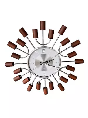 16  Verichron MCM Wood Spool Sunburst Starburst Wall Clock Kirch Nelson Repro • $35