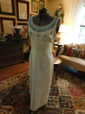 Aqua Dupioni Professional Made Vintage Formal Beaded Gown S 14 • $60