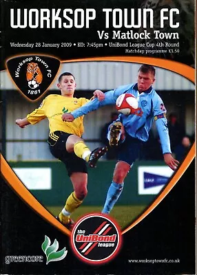 A15 Worksop Town V Matlock Town 28/01/09 Northern Premier League Cup • £1.75