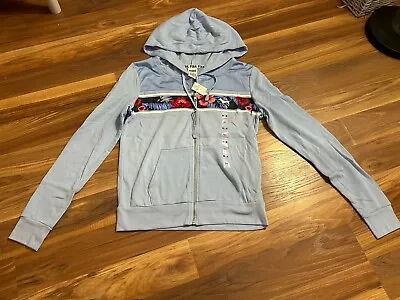 Victorias Secret Pink Tropical Floral Baby Blue Full Zip Hoodie Jacket M NWT • $19.99