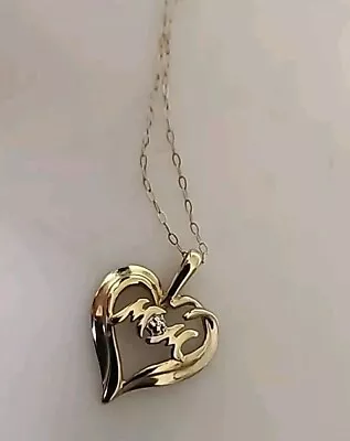 Vintage 10k Yellow Gold Necklace &  Mom  Heart Pendant • $39.99