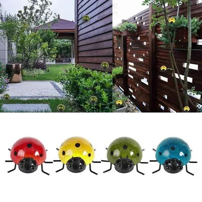 £5.39 • Buy Mini Metal Ladybug Beetle Fence Hanger Wall Hanging Ornament Garden Home Decor