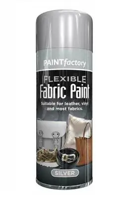 Silver Fabric Aerosol Spray Paint All-Purpose Flexible Wood Metal Spray 200ml • £4.95