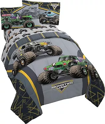 Jay Franco Monster Jam MJ Life 4 Piece Twin Bed Set-Includes Reversible • $84.39