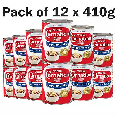 Nestle Carnation Evaporated Milk Desserts Pudding Topping Tin -Pack Of 12 X 410g • £19.99